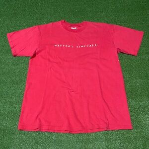 Vintage 90s Marthas Vineyard Single Stitch T-Shirt Large Hot Pink Wine Tour Tee